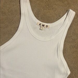 AMO White Fitted Sleeveless Tank Top